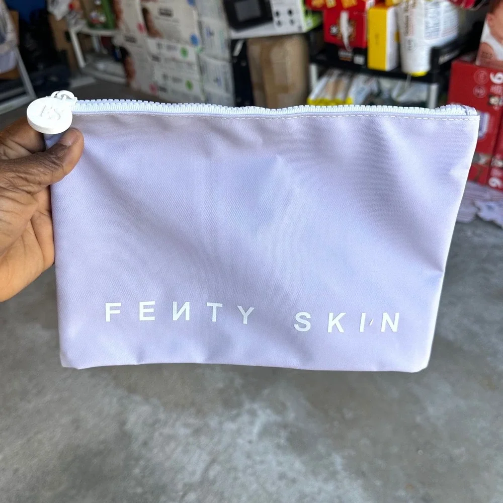 Fenty Skin Lavender Grey Makeup Bag Zippered Pouch Travel Cosmetic Case Logo